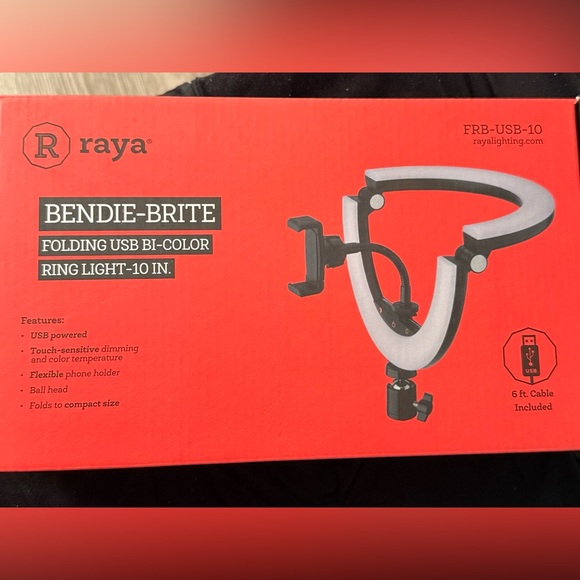 Raya Bendie-Brite Folding USB Bi-Color LED Ring Light 10” Foldable Dimmer Light - Picture 1 of 6